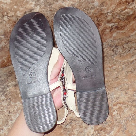 Chocolat Blu 7.5 Shoes Beaded Boho Thong Sandals Slip On Summer Beach Flip Flops - Picture 8 of 9